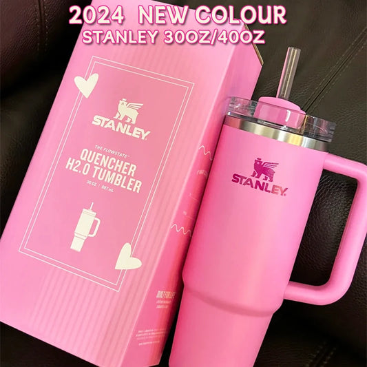 2024 NEW Stanley 30oZ40oZ QUENCHER H2.0 Tumbler with Handle with Straw Lids Stainless Steel Coffee Cup Car Mugs Fashion Gift